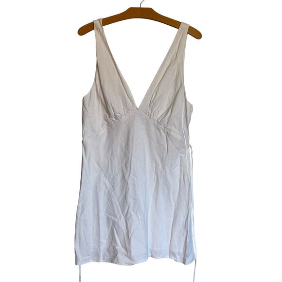 Meshki Nessa Linen Mini Dress White Shift Sleeveless V-Neck Coastal Size XXL - Picture 1 of 8
